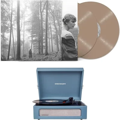 Crosley Voyager Turntable (Washed Blue) & Folklore Bundle - Best Deal