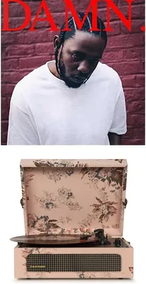Crosley Voyager Turntable (Floral) + Kendrick Lamar - DAMN. Best Deal