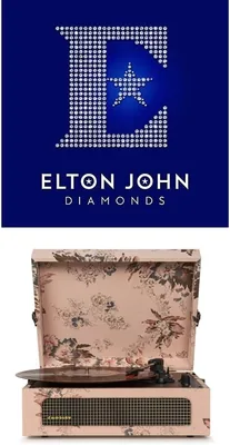 Crosley Voyager Floral Turntable + Elton John Diamonds Bundle - Best Deal