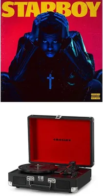 Crosley Cruiser Deluxe Vintage Suitcase Turntable (Blue) & Starboy Deal