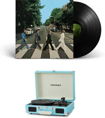 Crosley Cruiser Bluetooth Turntable Turquoise + Abbey Road LP Bundle - Best Deal