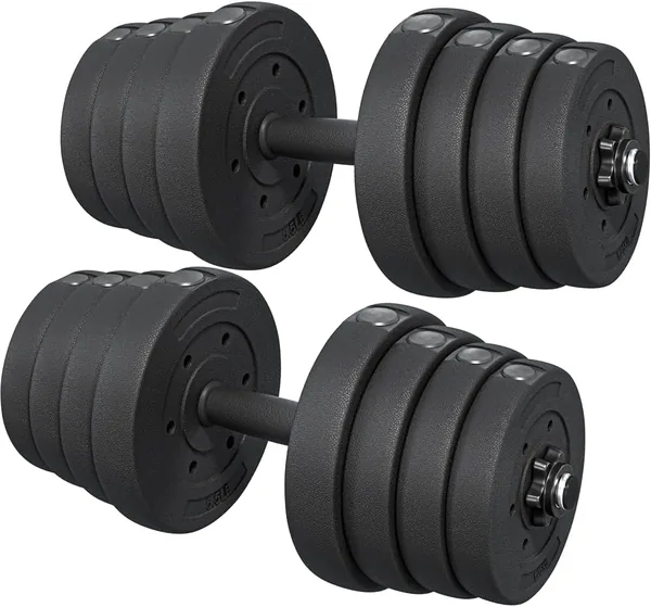Yaheetech Set of 2 Dumbbells Gym Home with Different Weight Plates Pair Adjustable Handlebars Black