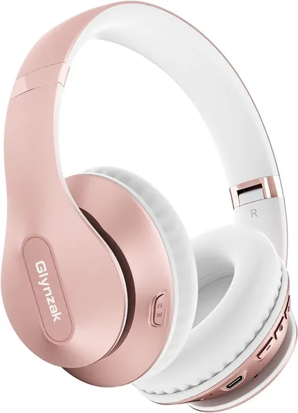 Glynzak Wireless Bluetooth Headphones Over Ear 65H Playtime HiFi Stereo Headset with Microphone and 6EQ Modes Foldable Bluetooth V6.0 Headphones for Desktop Computer Laptop