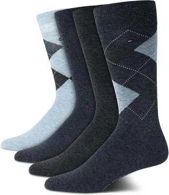 Tommy Hilfiger Men's Dress Socks - 4 Pack, Size 7-12, Dark Denim Heather (Lightweight Comfort Crew Sock)