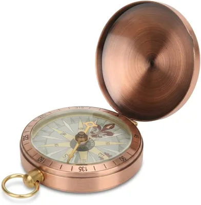 Brújula de Reloj de Bolsillo Vintage Portátil, Cubierta Abatible de Cobre de Metal Retro para Acampar, Caminar, Navegar, Niño - Mejor Oferta