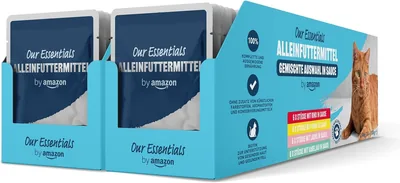 Amazon - Komplettes Katzenfutter für Erwachsene - Gemischte Auswahl in Sauce, 4,8 kg, 100 g (Packung mit 48)