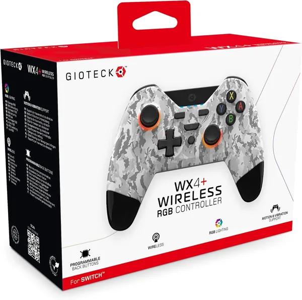 Gioteck WX4+ Wireless RGB Controller Compatible With PS5, 10/13in RGB, Bluetooth 5.0, Rechargeable 12hr Battery, Compatible with PC & Console