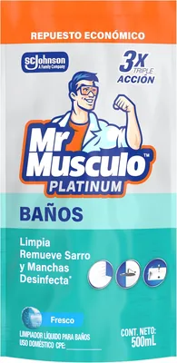 Limpiador de Baño Mr. Músculo Platinum Quita Sarro Líquido, Repuesto 500ml