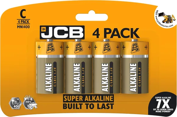JCB Super Alkaline Batteries C Size 1.5V LR14