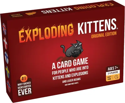 Explodera Katten - Kartspel | Familjfrändligt Partyspel | Rusk Roulette | Svensk, Dansk, Norsk, Finsk | Äldre