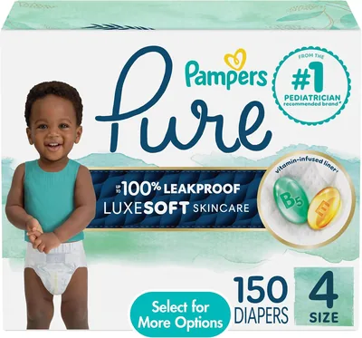 Pampers Pure Diapers Size 4 (150), Leakproof