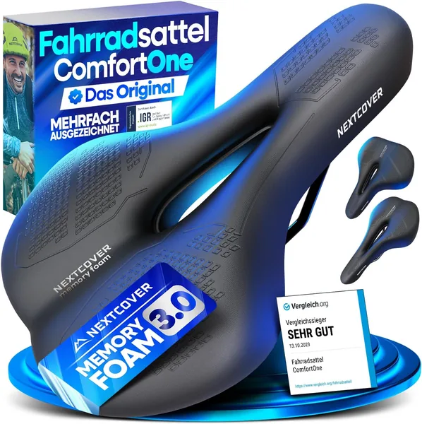 NEXTCOVER Bicycle Saddle - The Original - with Memory Foam 3.0 I Maximum Riding Comfort I Ergonomic Bicycle Saddle for Men and Women I Bicycle Saddle Men Comfortable Saddle Women C