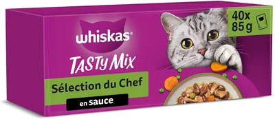 WHISKAS TASTY MIX Sauce pour chat adulte 40x85g Sélection du chef - Meilleures affaires