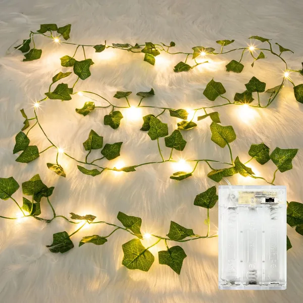 1 x LED Fairy Lights with Artificial Ivy Garland, 2 m with 20 LEDs