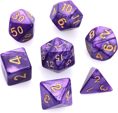Zestaw kości Dungeon and Dragons, 7 szt., fioletowa, mgławica, kości wielościenne, RPG, gry stołowe, D&D D20, D12, D10, D8