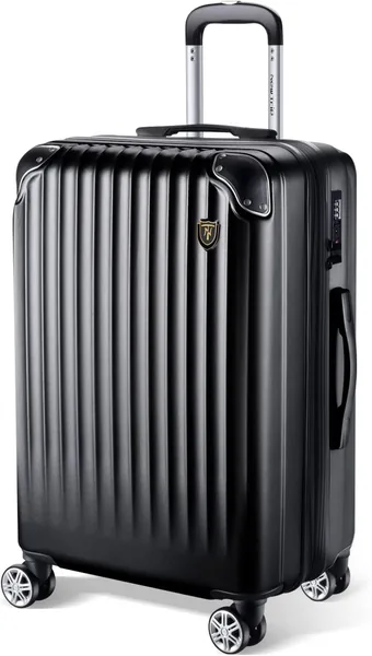 New Trip Expandable Suitcase with Double Wheels, Carry-on, Lightweight, Large, Size S for 1-3 Nights (2-4 Days), Zipper, Silent, TSA Lock, International Travel, Business Trips