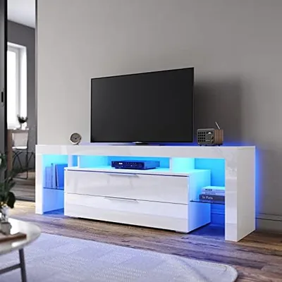 ELEGANT 160cm TV Units Stands Cabinets Entertainment Armoires High Gloss Wooden Mount Stands LED Fur