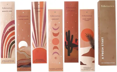 Folkulture Incense Sticks Set - 6 Packs of 120, Organic Palo Santo & More
