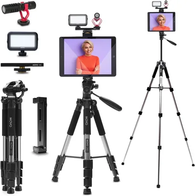 Movo Tablet Vlogging Kit for iPad & Android - Tripod, Mic, Light