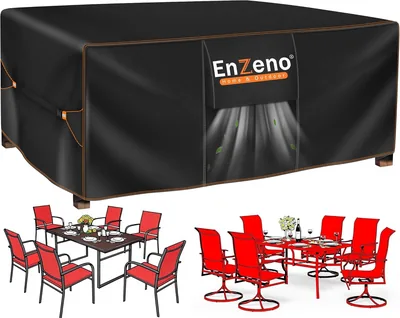 Enzeno Garten Tischüberzug, Wasserdicht, Winterfestes Taupeinen, Garteneinrichtung, 420D Oxford-Gewebe, Schutzüberzug, Garten - Best Deal
