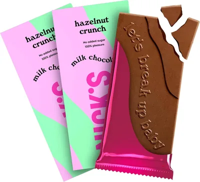 N!CK'S Hazelnut Milk Chocolate Blocks - 3x75g (No Sugar, Gluten-Free)
