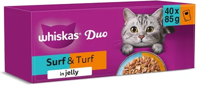 WHISKAS DUO Adult Wet Cat Food 40x85g - 22% Off