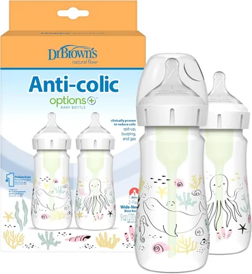 Dr. Brownโs Natural Flowยฎ Anti-Colic Baby Bottle, Ocean Decos, 9 oz/270 mL