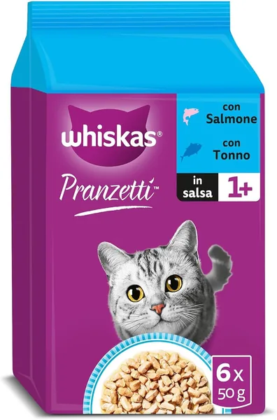 Whiskas Selezione Pranzo di Pesce 1+ Cibo Umido per Gatti, 12 Confezioni da 6 x 50 g (72 Pezzi in Totale) - Best Deal