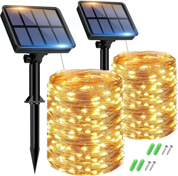 btfarm Solar Fairy Lights Outdoor, 2 x 15 m 150 LED Solar Fairy Lights Outdoor Weatherproof 8 Modes IP65 Waterproof Copper Wire Fairy Lights