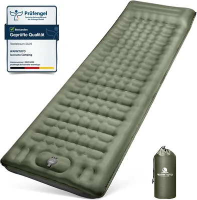 WARMTUYO Camping Schlafmatte, 12 cm Dicke Aufgeblähte Matte, Kleinpackgröße, Wasserdichtes Luftkissen Outdoor