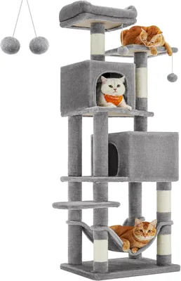 Árbol para Gatos Feandrea de 155 cm con 5 Niveles, Rascadores de Sisal y Cueva Suave - 41% Descuento