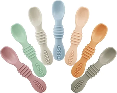 PandaEar 7 Pack Baby Led Weaning Spoons | Silicone Infant Feeding Utensils