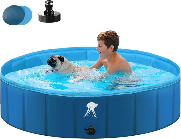 Pool pour chien pliable, pour chiens petits et grands, 160 x 30 cm, stable, antidérapant, portable, bleu - Meilleur Prix