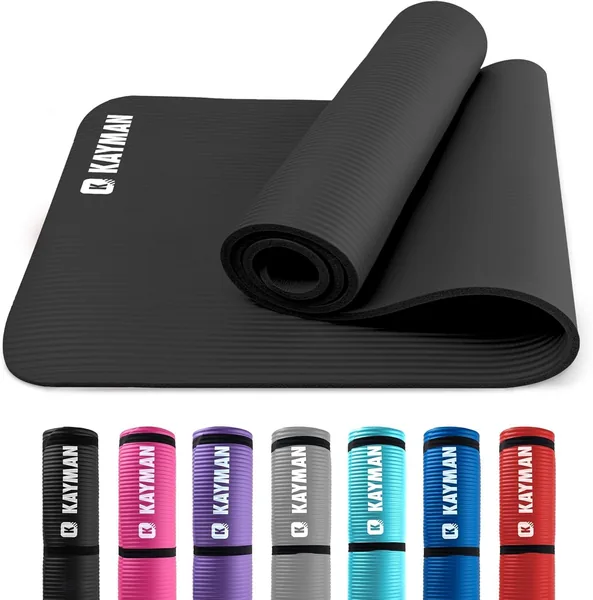 KAYMAN Yoga Mat - Multi-Purpose Extra Thick Foam Exercise Mats - Ideal Floor Mat for Pilates, Stretc