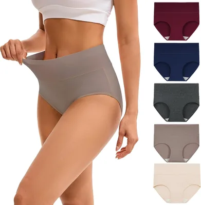 Calzones de Mujer INNERSY de Algodón, Cintura Alta - 5 Piezas | Cobertura Total y Aberturas Cómodas, ¡13% Off!