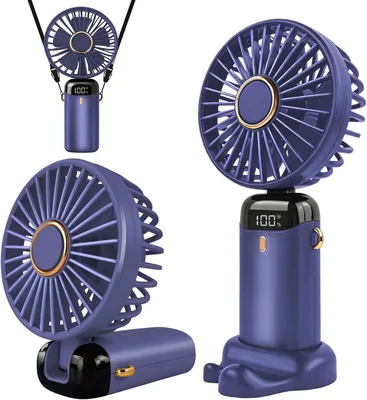 Jsdoin USB Rechargeable Mini Ventilateur Pliable avec Écran LED 5 Vitesses pour Maison, Bureau et Extérieur - Meilleur Prix