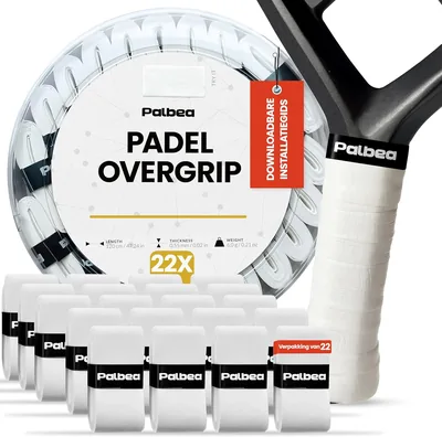 Palbea Extra Stroeve Witte Padel OverGrip Set - 3/6/12/22/60 stuks, Hoge Zweetabsorptie, Antislip Tennis Racket Grip Tape