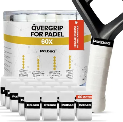 Palbea Extra Klibbig Vit Paddel OverGrip - Paket om 3/6/12/22/60 - Hög svettabsorption - Halkfritt Padel Tennis Racket Greppb Best Price