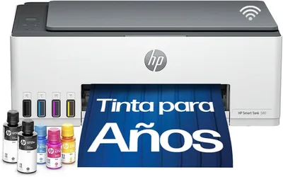 Impresora Multifuncional HP Smart Tank 580, Tinta Continua, Color, Wi-Fi, Dúplex, Manual, Impresión desde Smart A