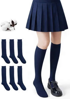 CYS 6 Paares de Media Alta para Escuelas, Niños/Niñas, Uniforme Unisex