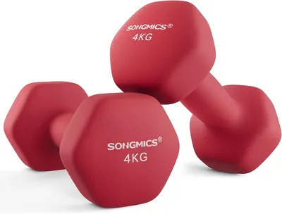 SONGMICS - Juego de Mancuernas Hexagonales de Neopreno, 2 x 1 kg, 2 x 2 kg, 2 x 3 kg, Pesas de Mano Antideslizantes