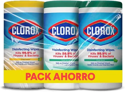 Pack Clorox Toallitas Desinfectantes 3 x 75 u (1 Limón Fresco + 2 Fragancia Fresca)