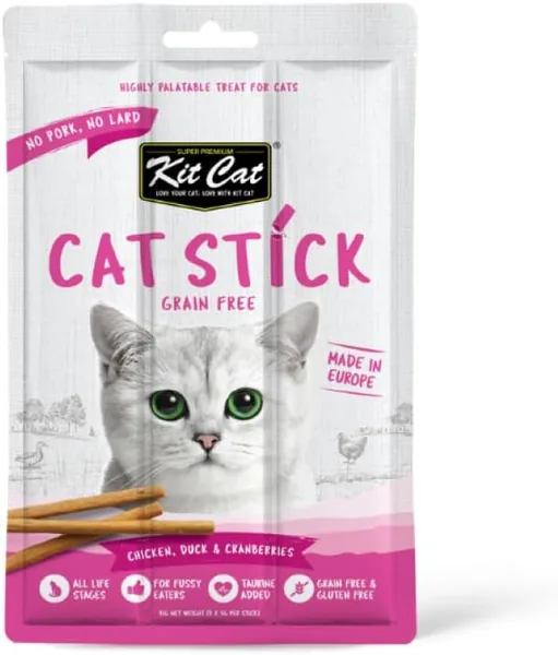 Kit Cat Sticks Treat Atlantic Salmon 15g - Chicken, duck, & cherry