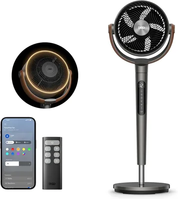 DREO 25dB Leiser Smart-Lüfter, 110cm Höhe 6 Modi 8 Geschwindigkeiten 120°+105° Omnidirektionaler Schwingender Lüfter mit Fernbedienung - Best Deal
