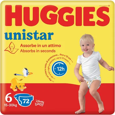 Huggies Unistar Assorbenti per Bambini Disney, Taglia 6 (15-30 kg), 72 Pezzi - Sconto del 32%