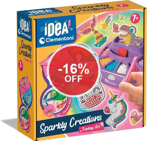 Clementoni Idea - Icone di Creazioni Sparkly, Laboratorio di Gemme, Kit Artistico, Gioco Creativo per Bambini dai 7 Anni in Su