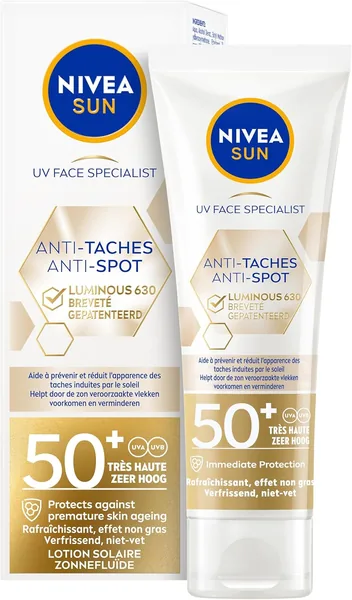 NIVEA SUN Face Luchtige Anti-Plek Zonnecrème - Gezichtscreme met SPF 50+ - Anti Pigmentvlekken Crème - Zonnebescherming - Beschermt