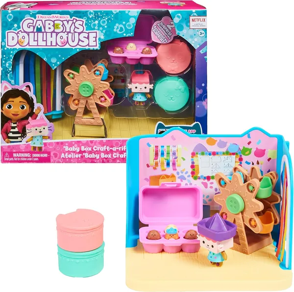 Gabby's Dollhouse Deluxe: Craft-a-riffic Rum, Inkl. Babybox, 2 Möbel & 2 Überraschungskisten med Accessoires - 54% Off