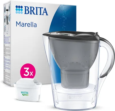 BRITA Marella Graphite Filter Jug 2.4L + 3 x MAXTRA PRO