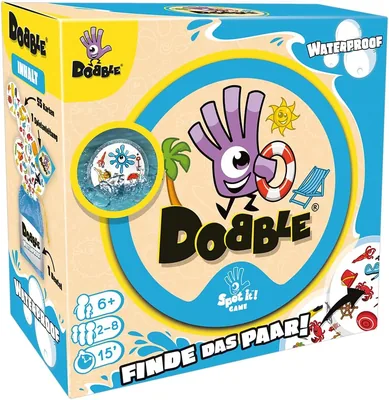 Zygomatic Dobble Wasserfeste, Öko-Hüllen, Familienkartenspiel, 2-8 Spieler, Ab 6 Jahren, 15 Min., Deutsch